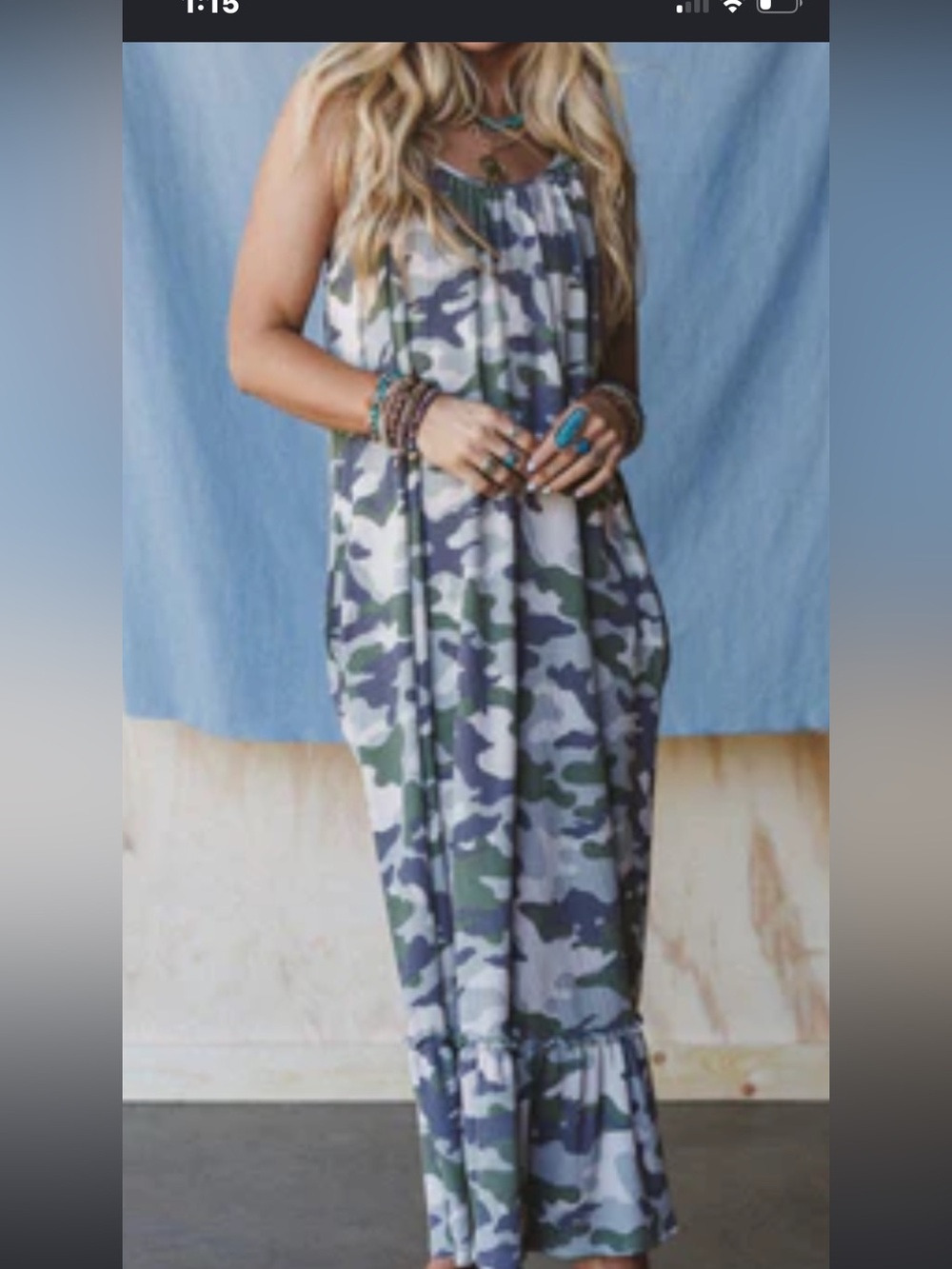 Flowy camo waffle knit dress xl